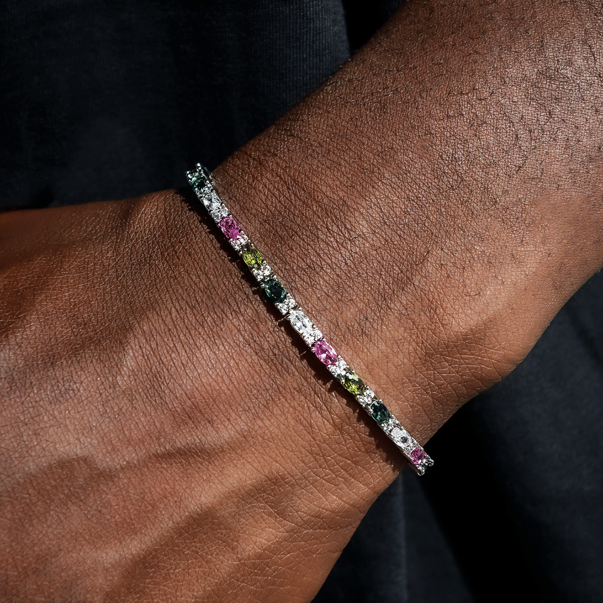 GLD PROMO Multicolor Mixed Oval Cut Tennis Bracelet - 3 mm