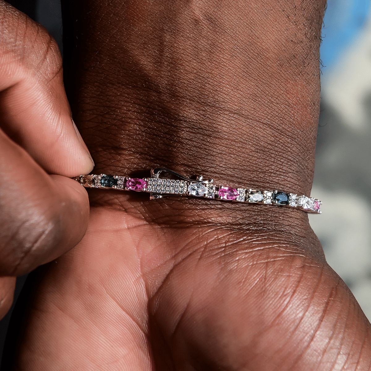 GLD PROMO Multicolor Mixed Oval Cut Tennis Bracelet - 3 mm
