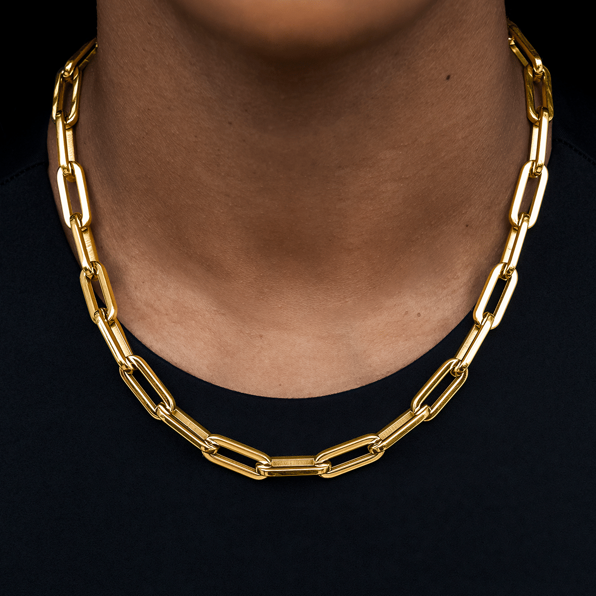 GLD Women Paper Clip Necklace in Yellow Gold - 8 mm