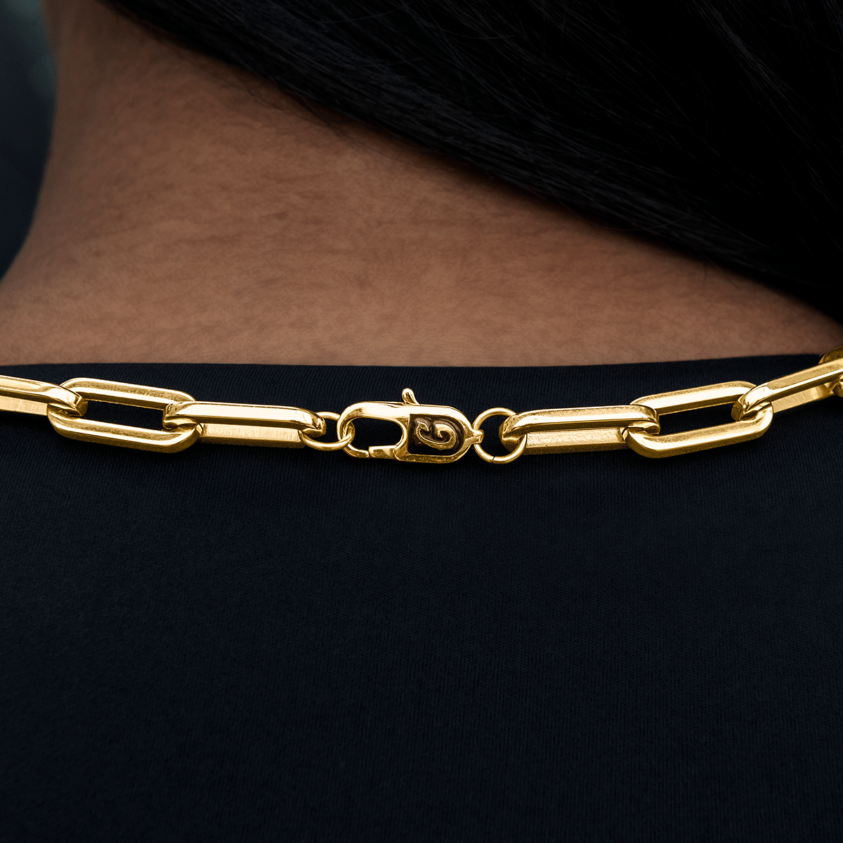 GLD Women Paper Clip Necklace in Yellow Gold - 8 mm