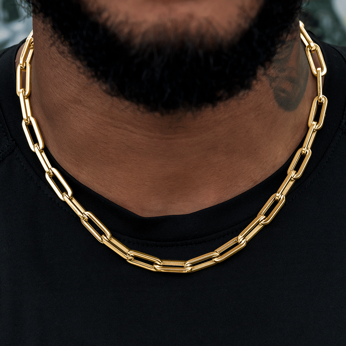GLD Men Paper Clip Chain in Yellow Gold - 8 mm