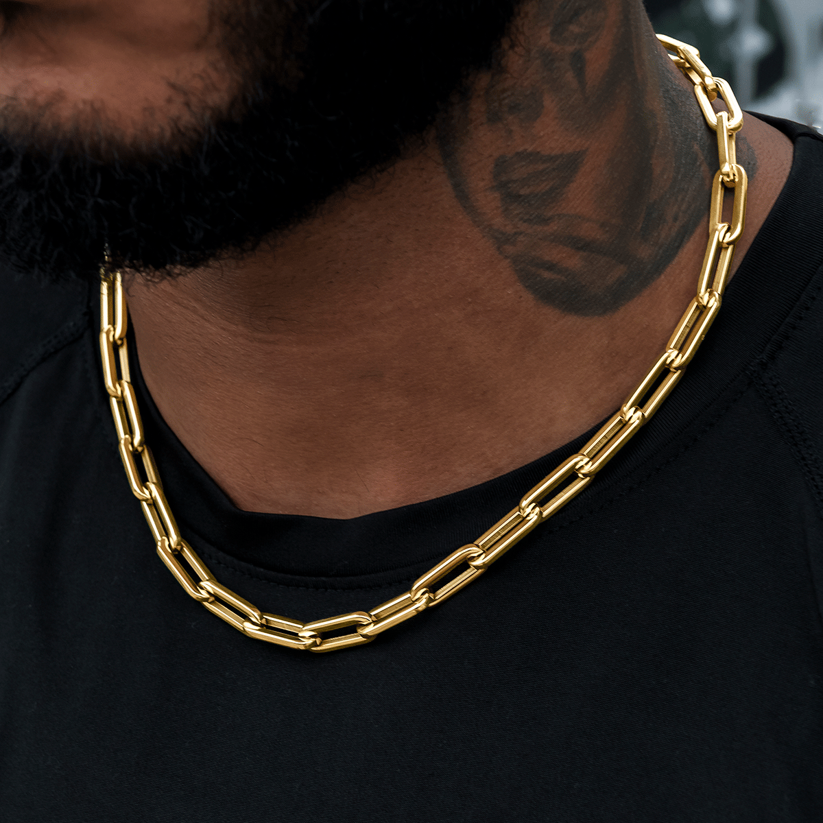GLD Men Paper Clip Chain in Yellow Gold - 8 mm