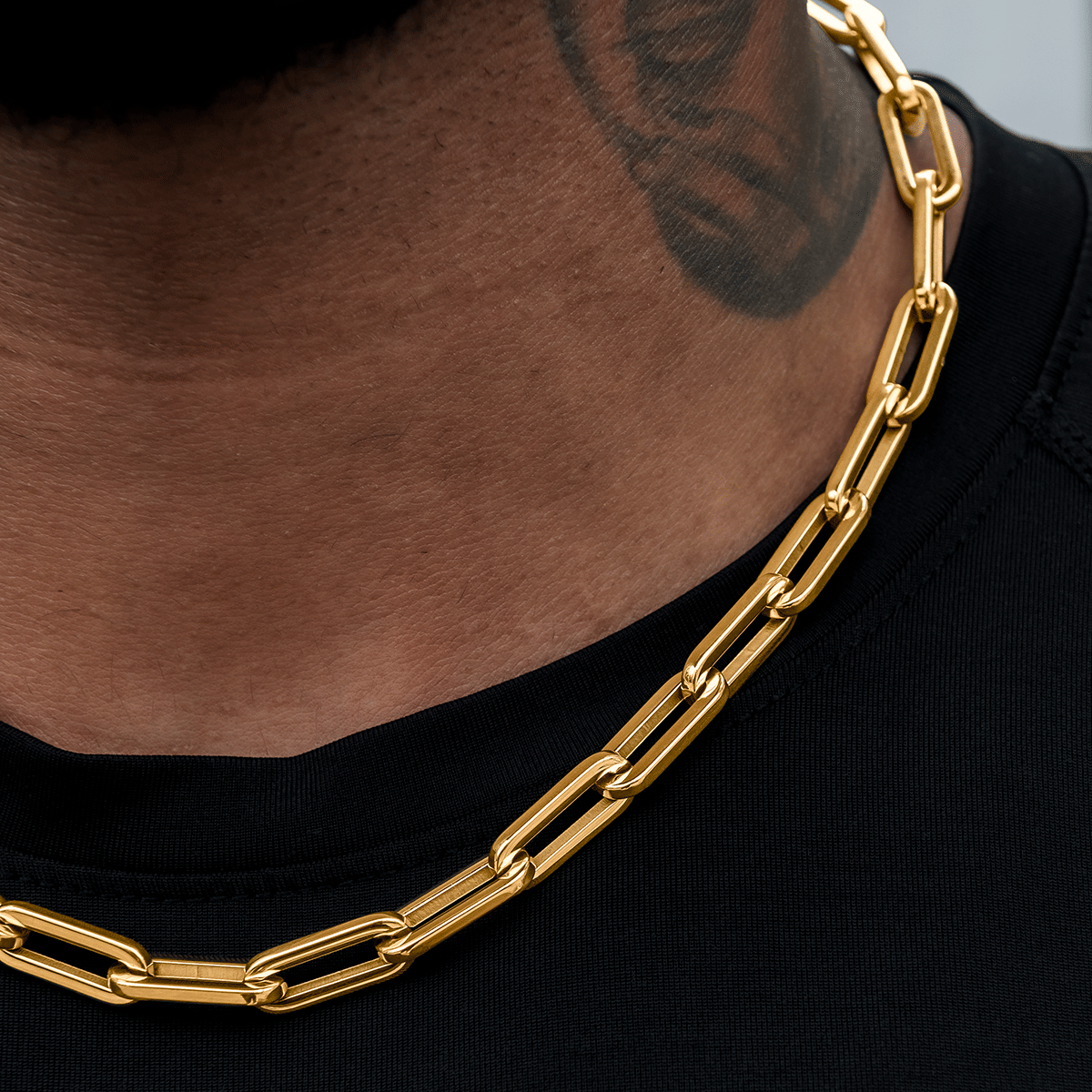 GLD Men Paper Clip Chain in Yellow Gold - 8 mm