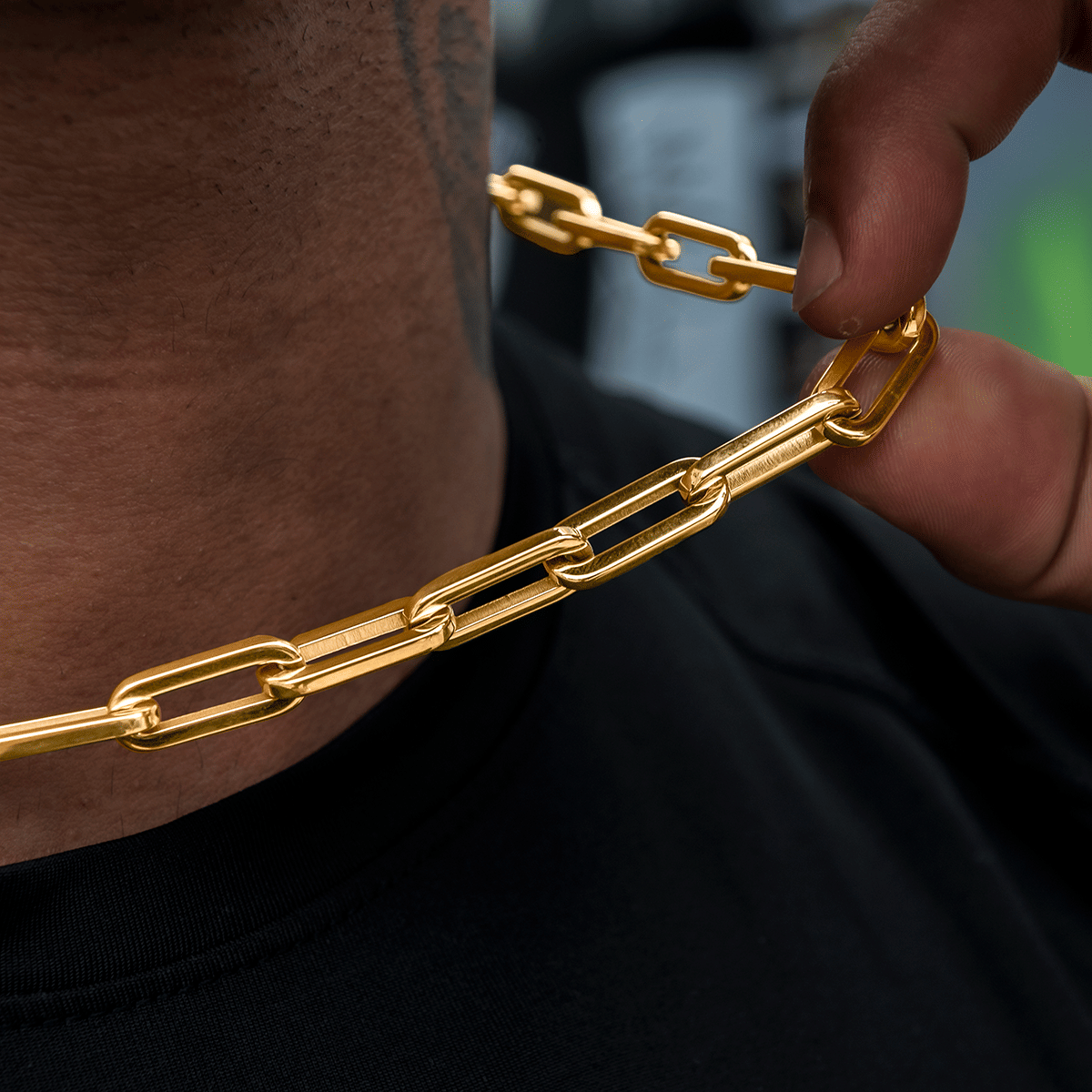 GLD Men Paper Clip Chain in Yellow Gold - 8 mm