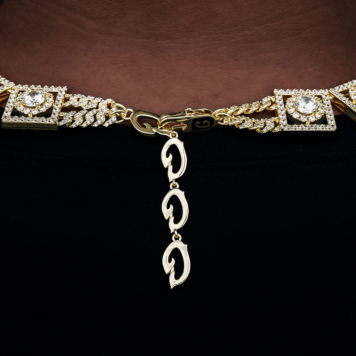 GLD Men Layered Halo Diamond Link Chain in Yellow Gold