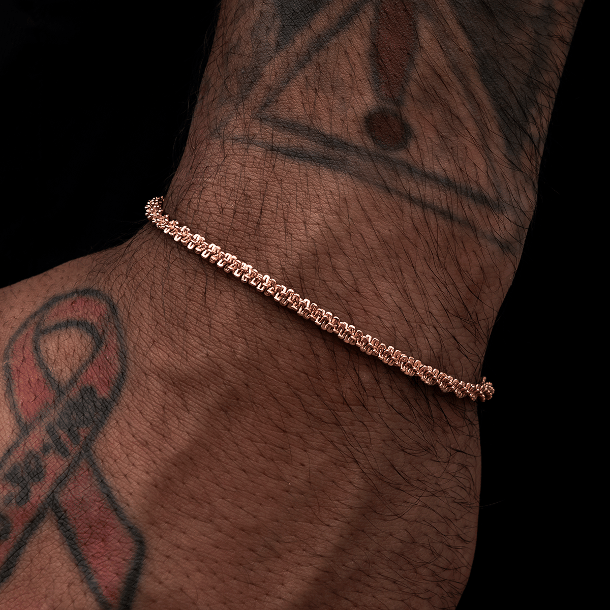 GLD Men Popcorn Bracelet in Rose Gold - 4 mm