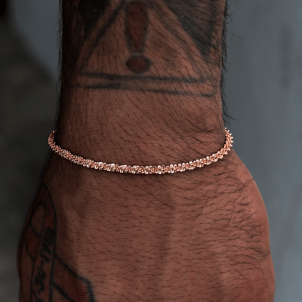 GLD Men Popcorn Bracelet in Rose Gold - 4 mm
