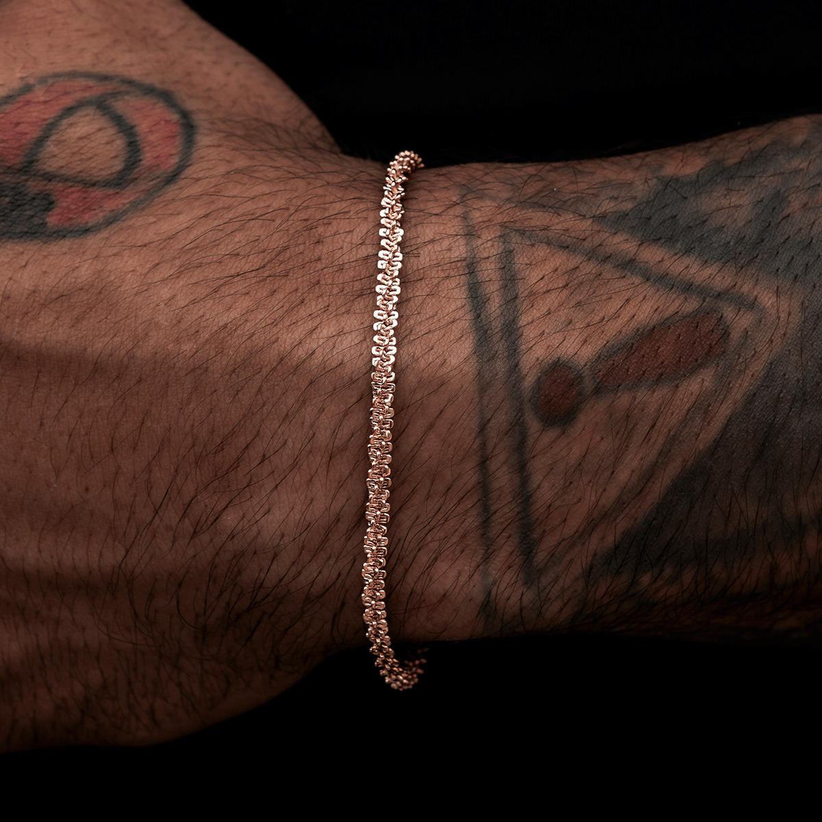 GLD Men Popcorn Bracelet in Rose Gold - 4 mm