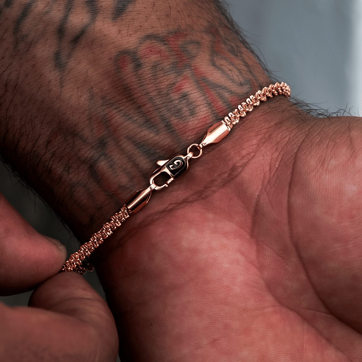 GLD Men Popcorn Bracelet in Rose Gold - 4 mm