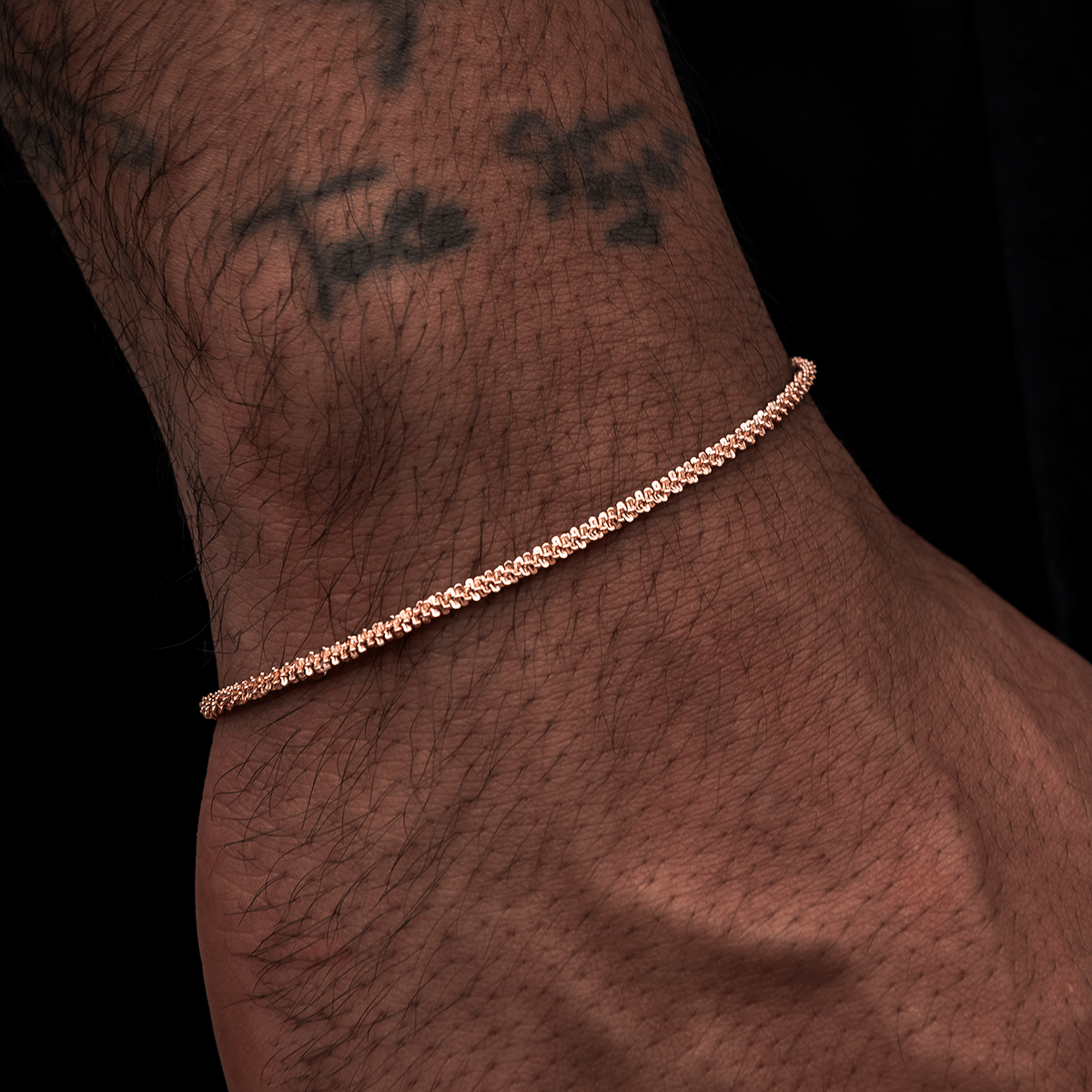 GLD Men Popcorn Bracelet in Rose Gold - 2 mm