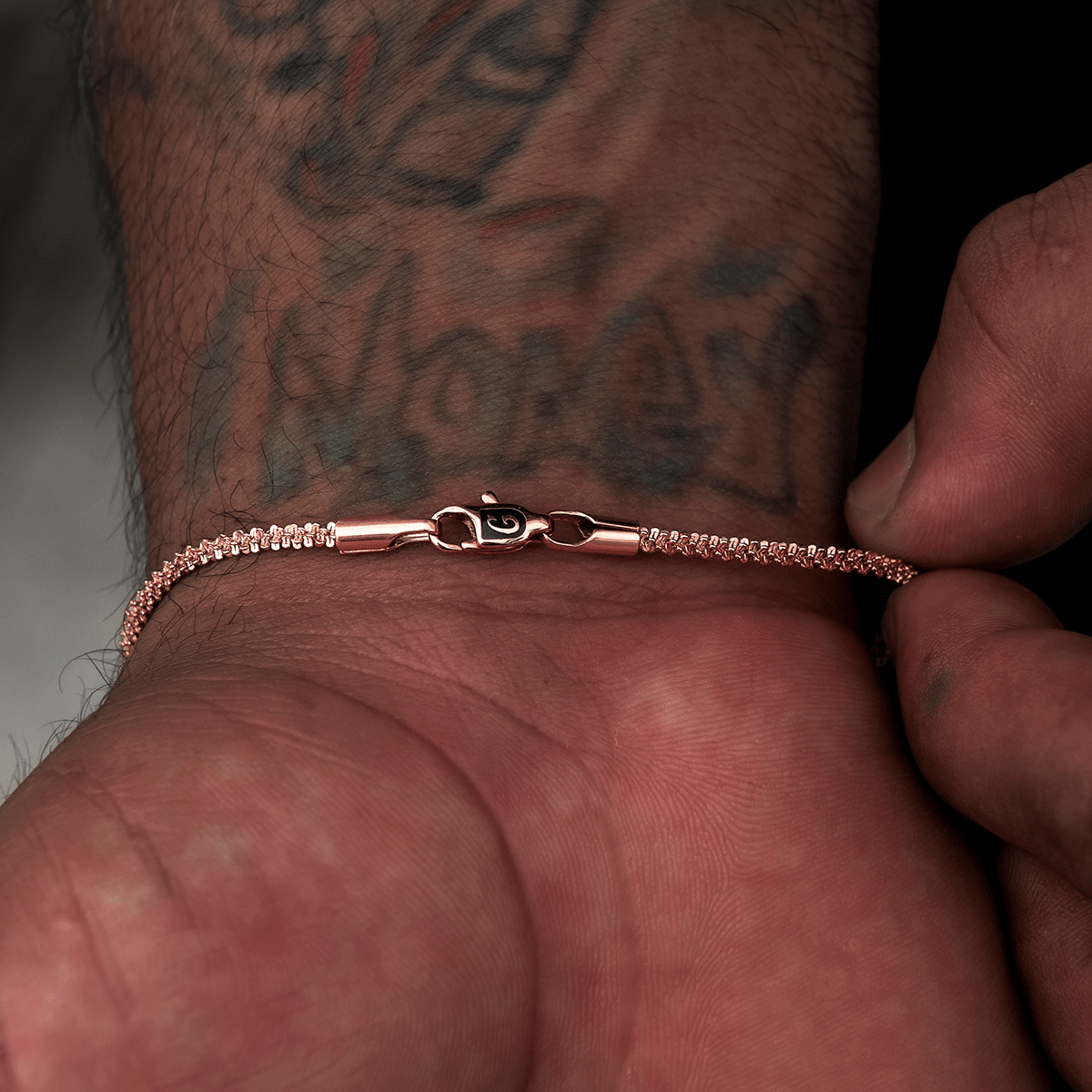 GLD Men Popcorn Bracelet in Rose Gold - 2 mm