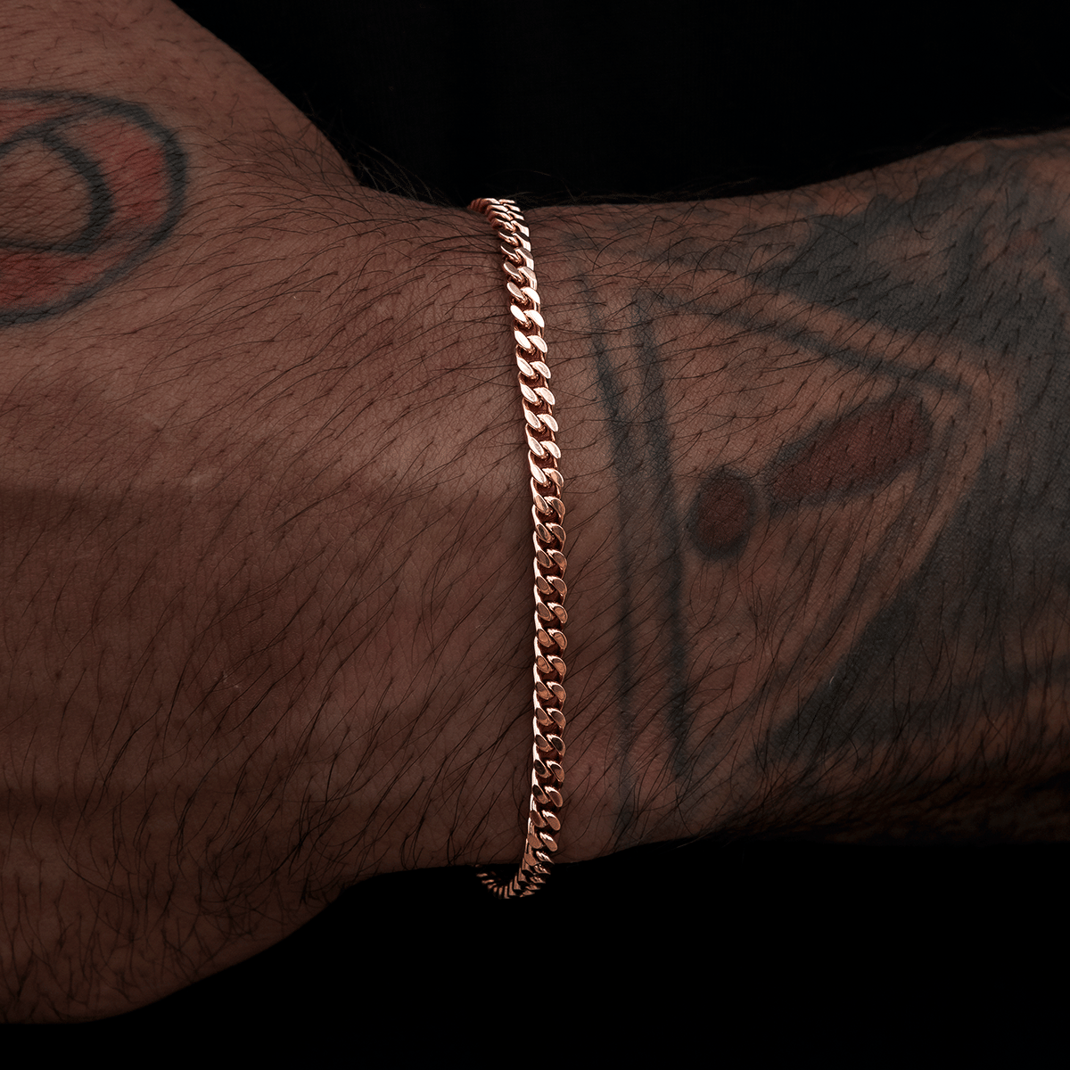 GLD Men Micro Cuban Bracelet in Rose Gold - 3 mm