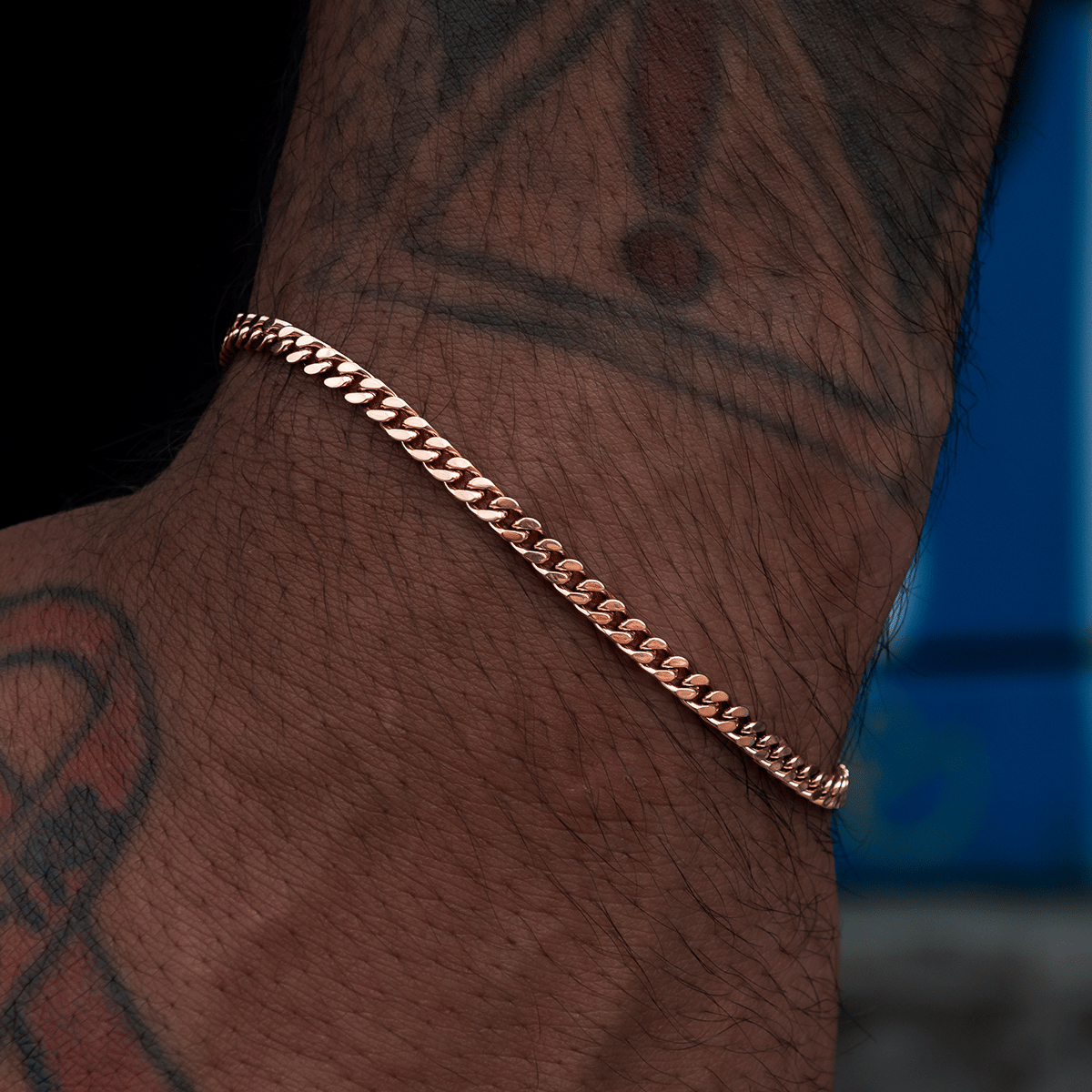 GLD Men Micro Cuban Bracelet in Rose Gold - 3 mm