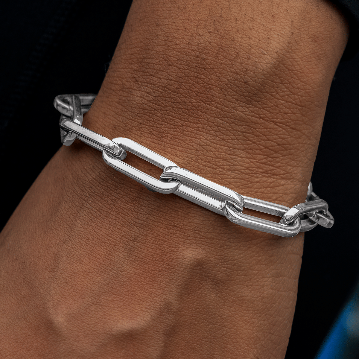 GLD Women Paper Clip Bracelet in White Gold - 8 mm