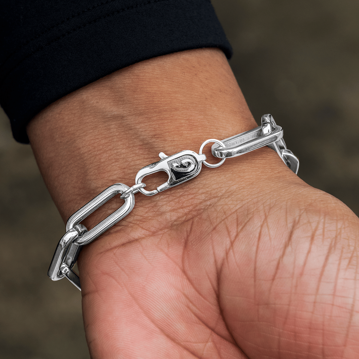 GLD Women Paper Clip Bracelet in White Gold - 8 mm