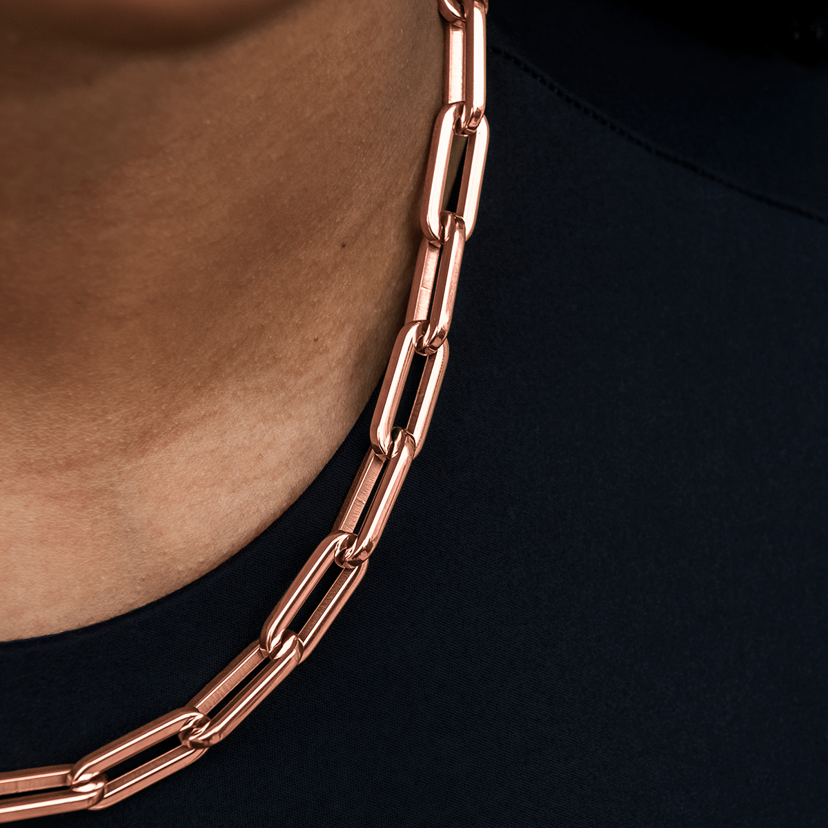 GLD Women Paper Clip Necklace in Rose Gold - 8 mm