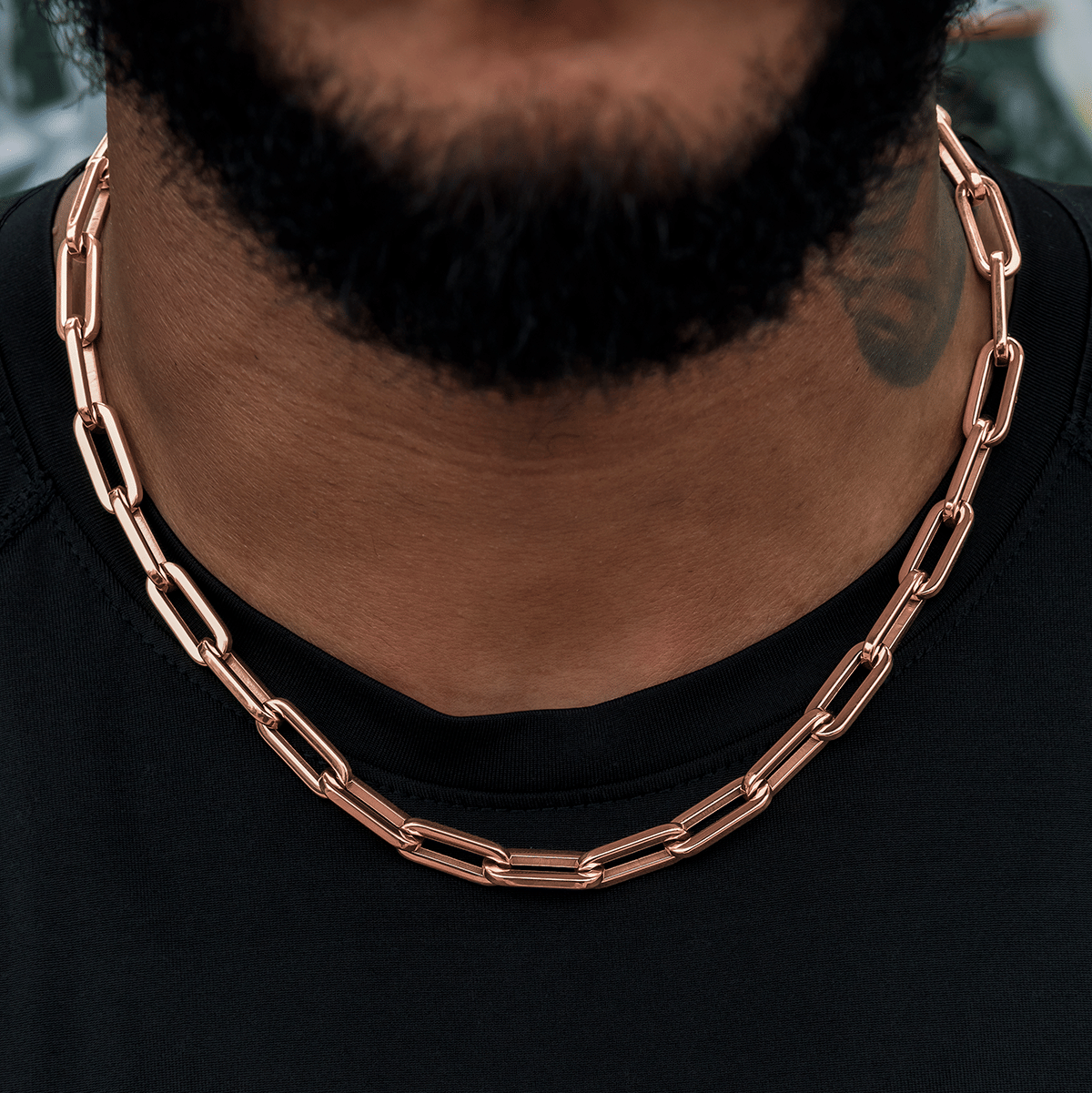 GLD Men Paper Clip Chain in Rose Gold - 8 mm
