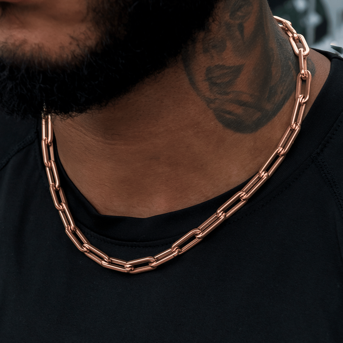 GLD Men Paper Clip Chain in Rose Gold - 8 mm