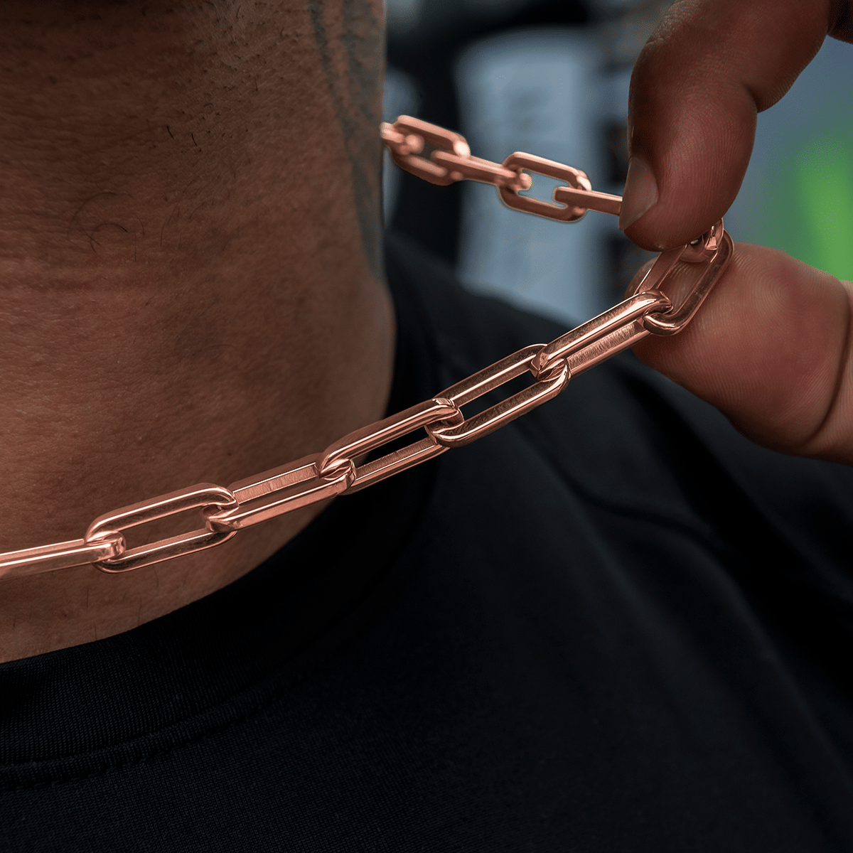 GLD Men Paper Clip Chain in Rose Gold - 8 mm