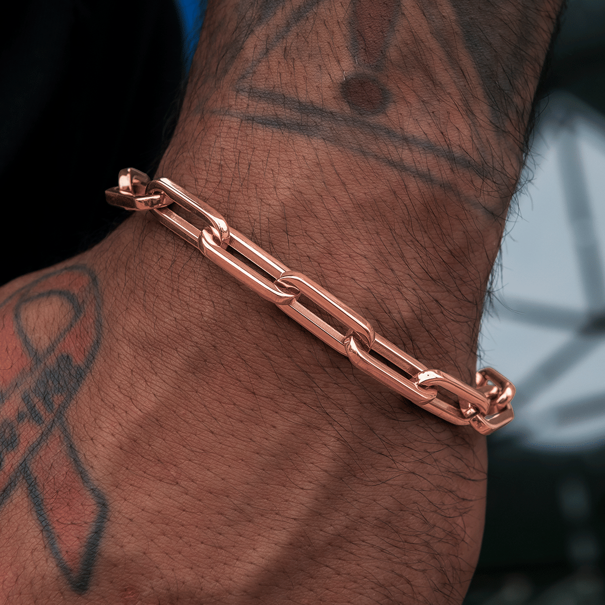 GLD Men Paper Clip Bracelet in Rose Gold - 8 mm