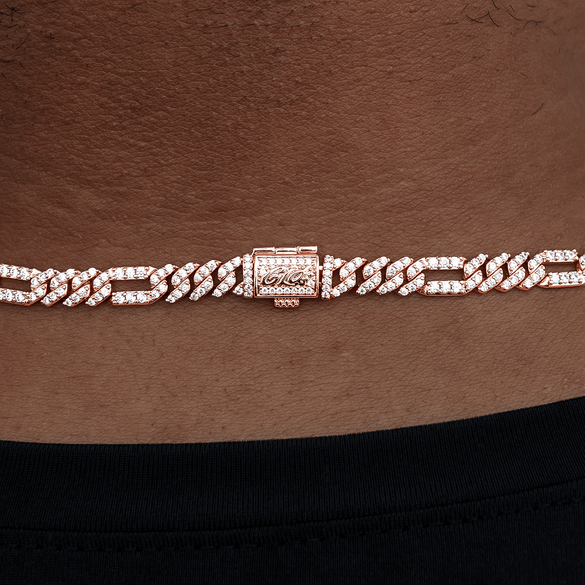 GLD Men Diamond Figaro Chain in Rose Gold - 6 mm