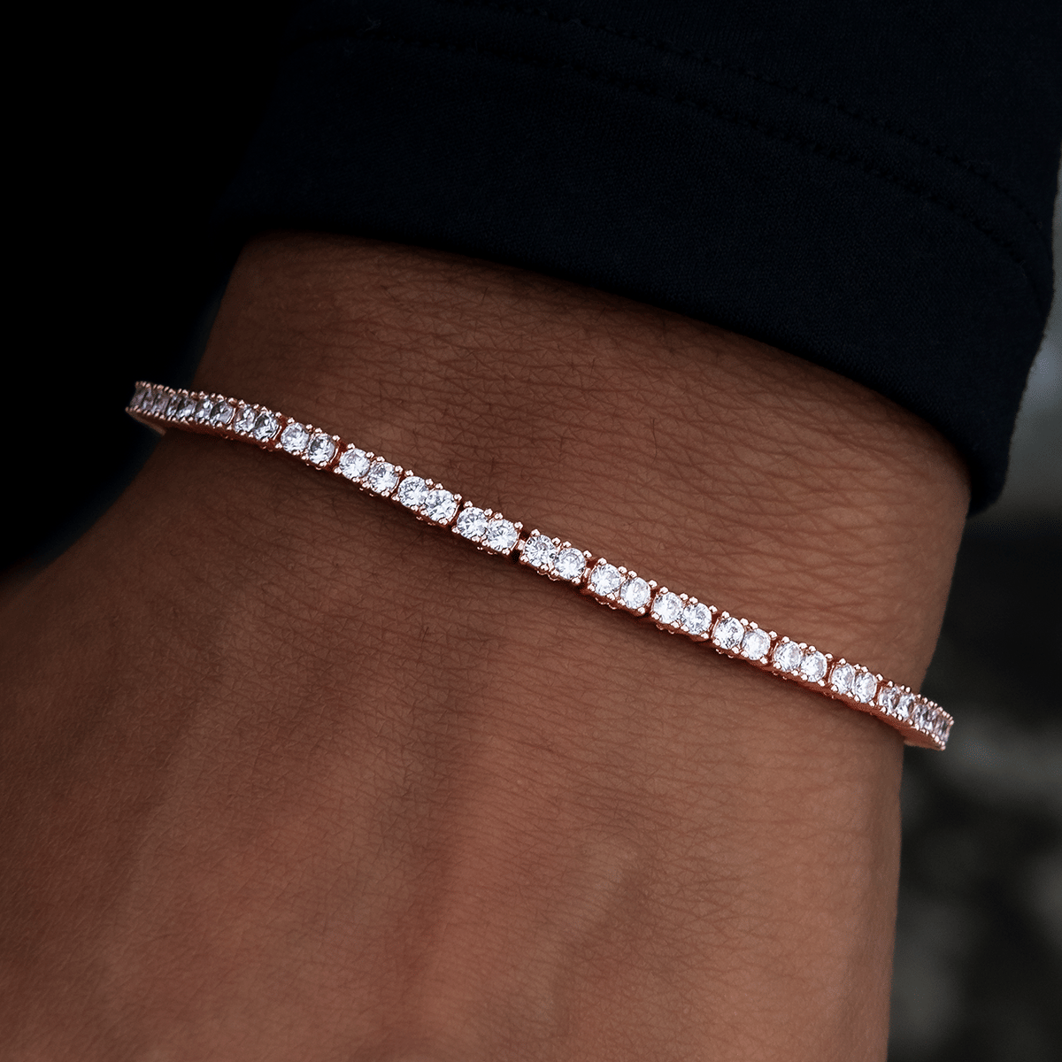 GLD Women Diamond Tennis Bracelet in Rose Gold - 2 mm
