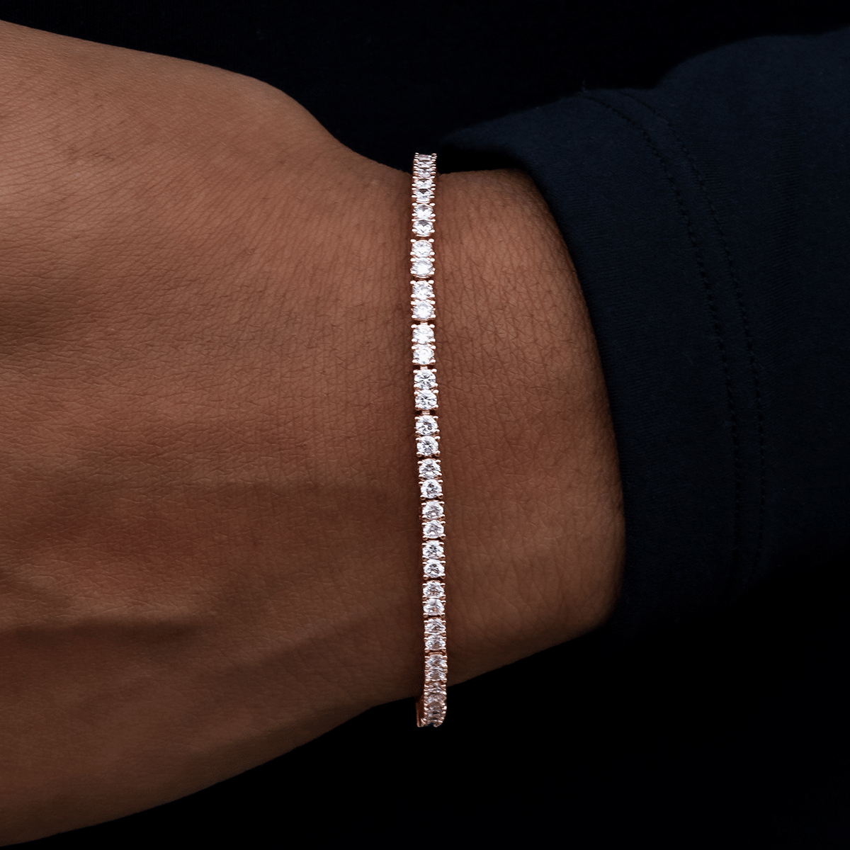 GLD Women Diamond Tennis Bracelet in Rose Gold - 2 mm