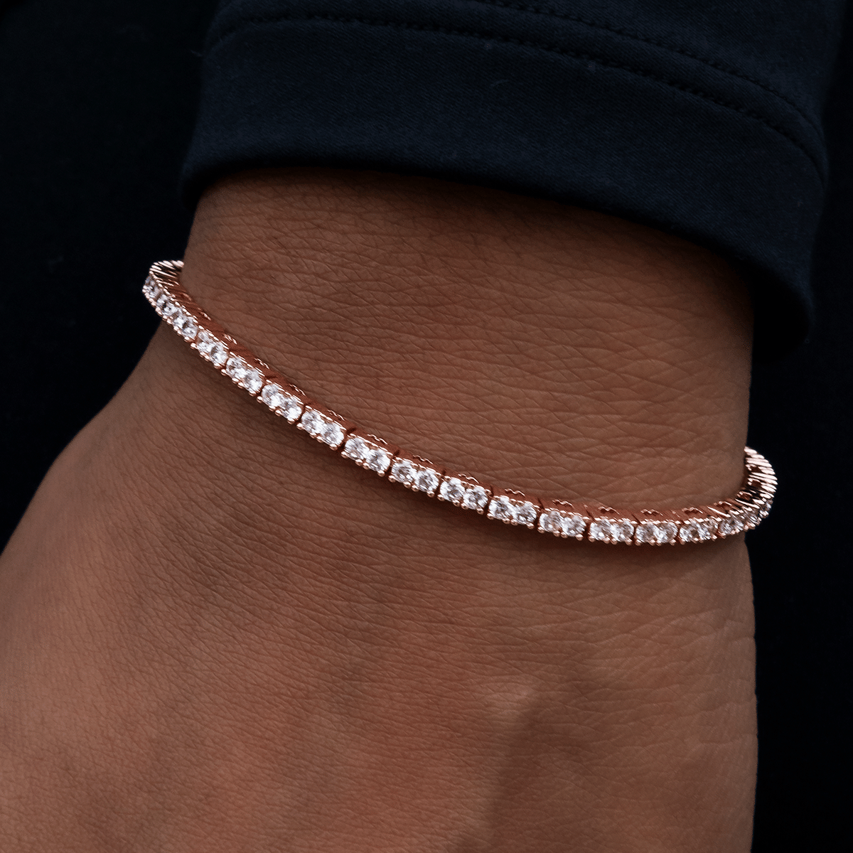 GLD Women Diamond Tennis Bracelet in Rose Gold - 2 mm