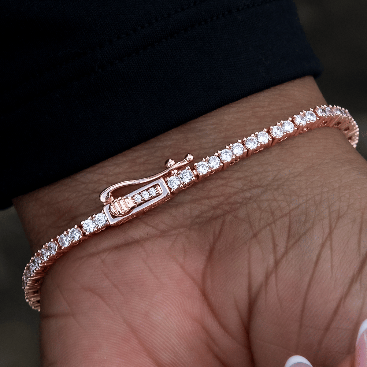 GLD Women Diamond Tennis Bracelet in Rose Gold - 2 mm