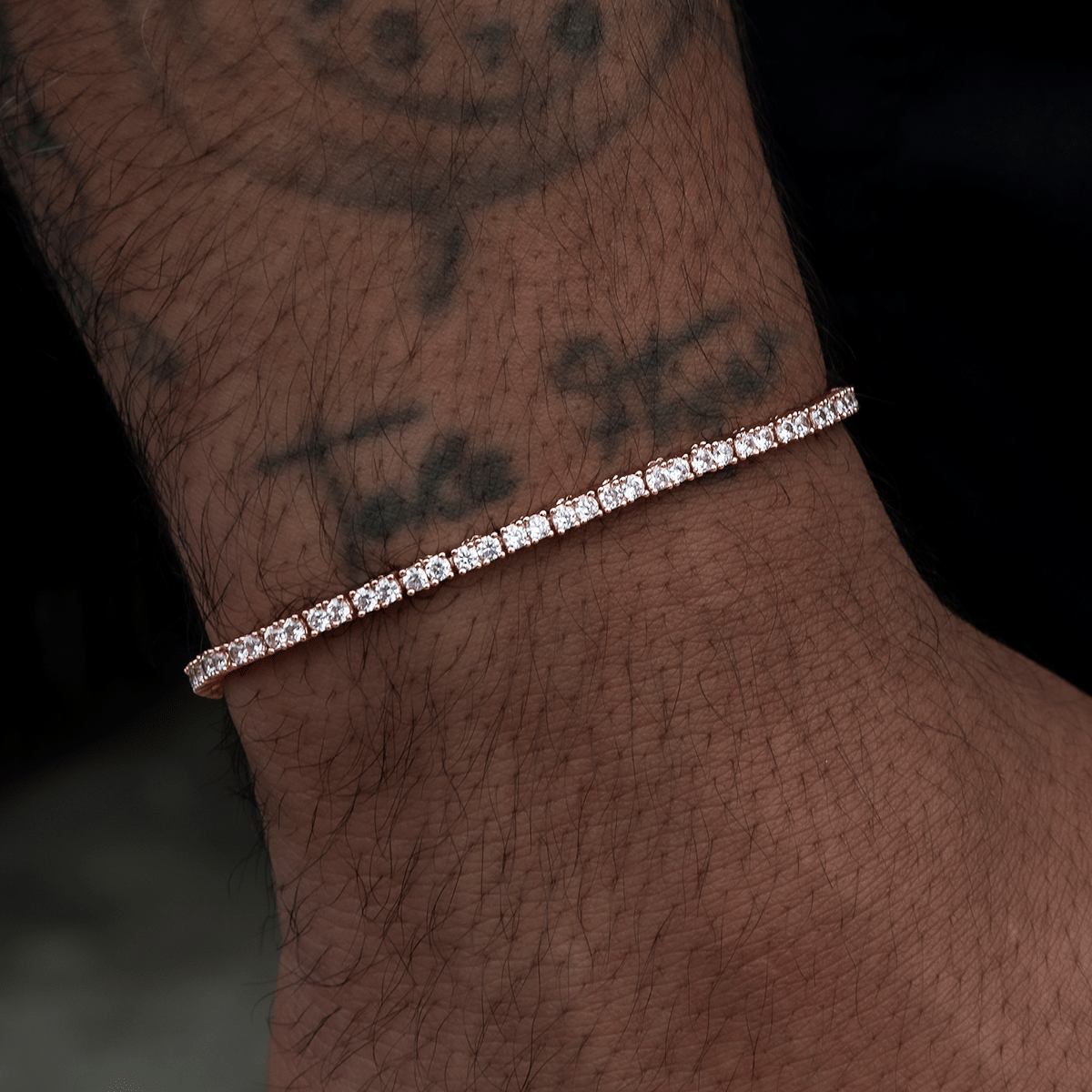 GLD Men Diamond Tennis Bracelet in Rose Gold - 2 mm