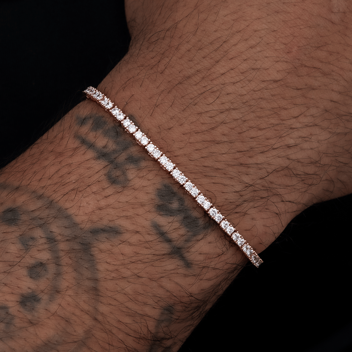 GLD Men Diamond Tennis Bracelet in Rose Gold - 2 mm