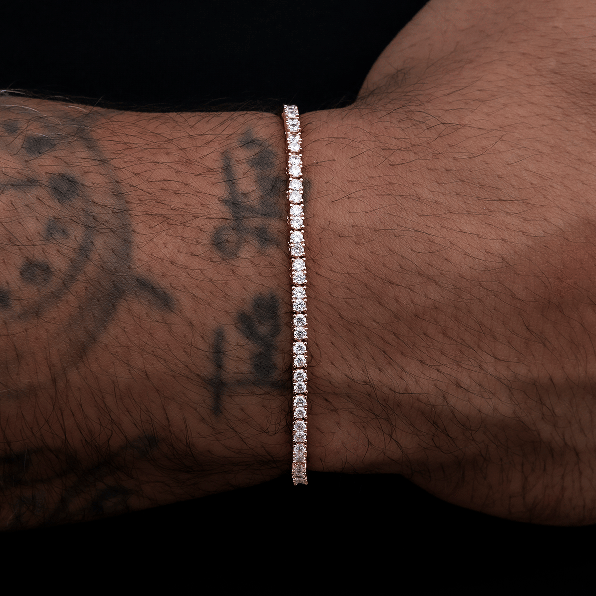 GLD Men Diamond Tennis Bracelet in Rose Gold - 2 mm