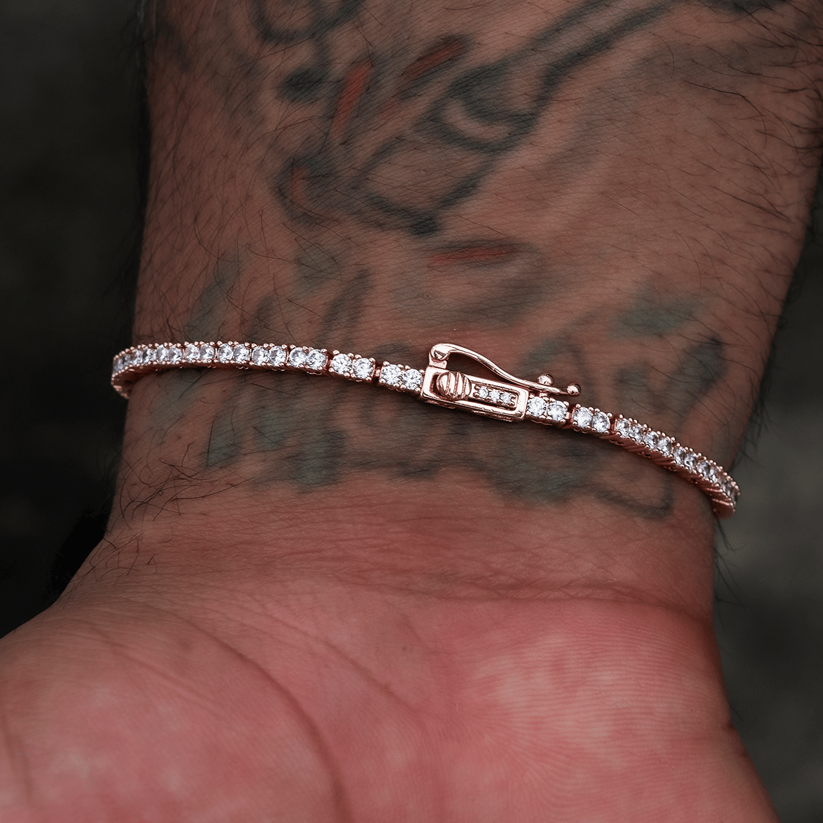 GLD Men Diamond Tennis Bracelet in Rose Gold - 2 mm