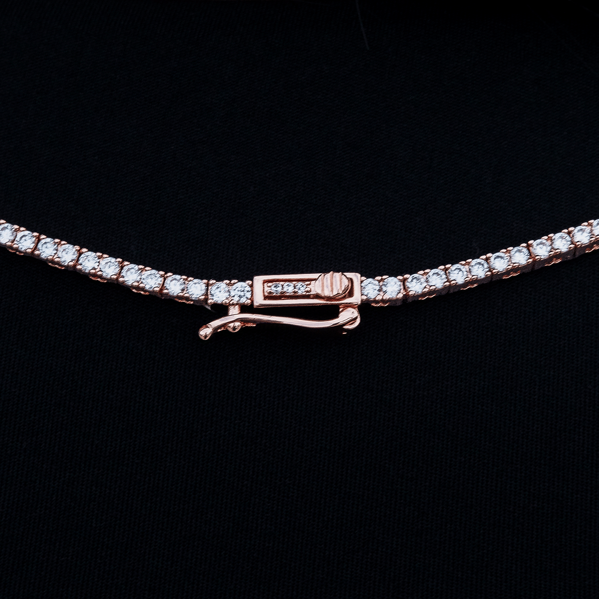 GLD Women Diamond Tennis Necklace in Rose Gold - 2 mm