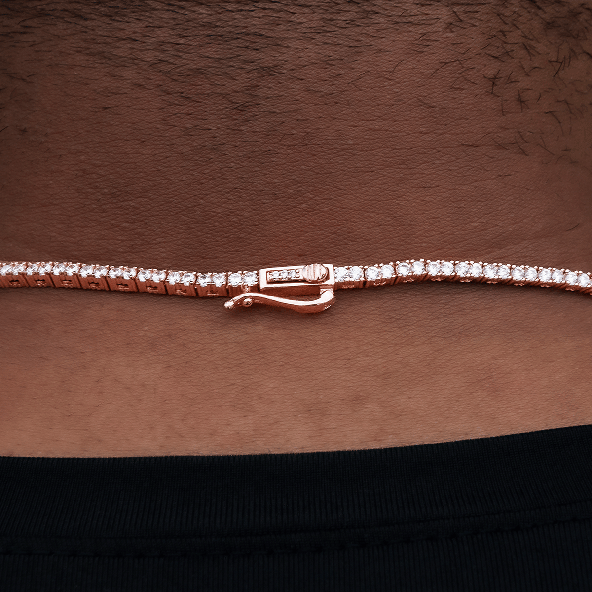 GLD Men Diamond Tennis Chain in Rose Gold - 2 mm