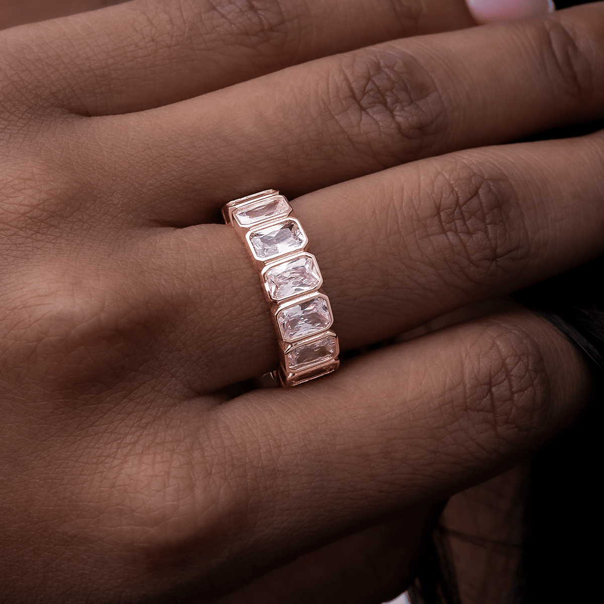 GLD Women Baguette Bezel Ring in Rose Gold Vermeil
