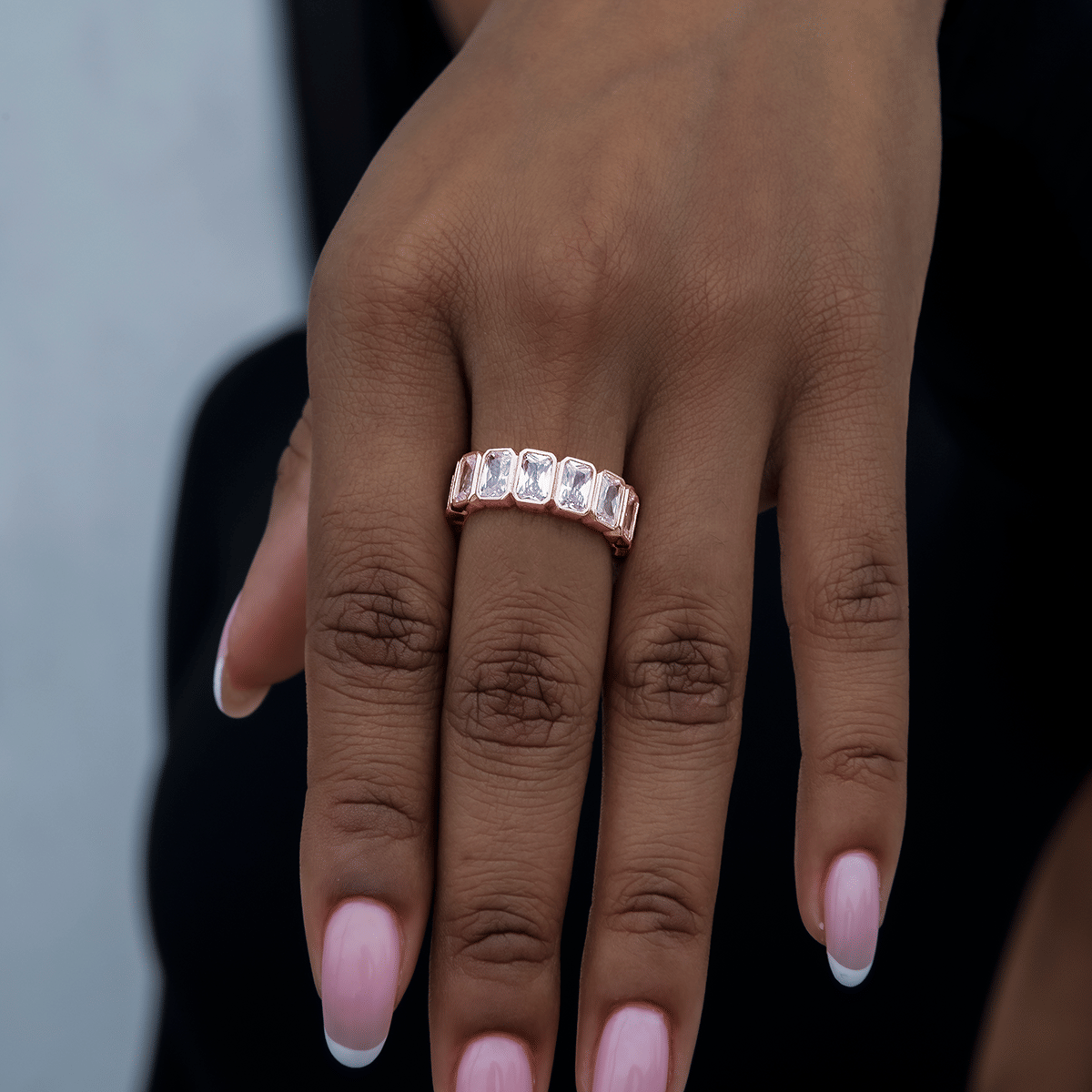 GLD Women Baguette Bezel Ring in Rose Gold Vermeil
