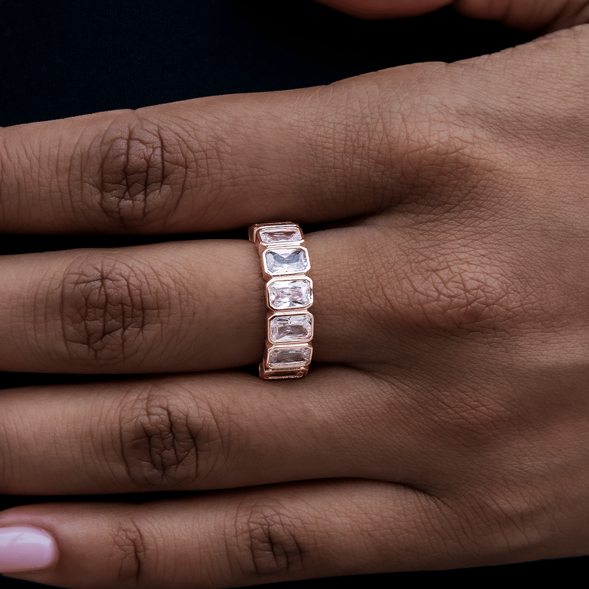 GLD Women Baguette Bezel Ring in Rose Gold Vermeil