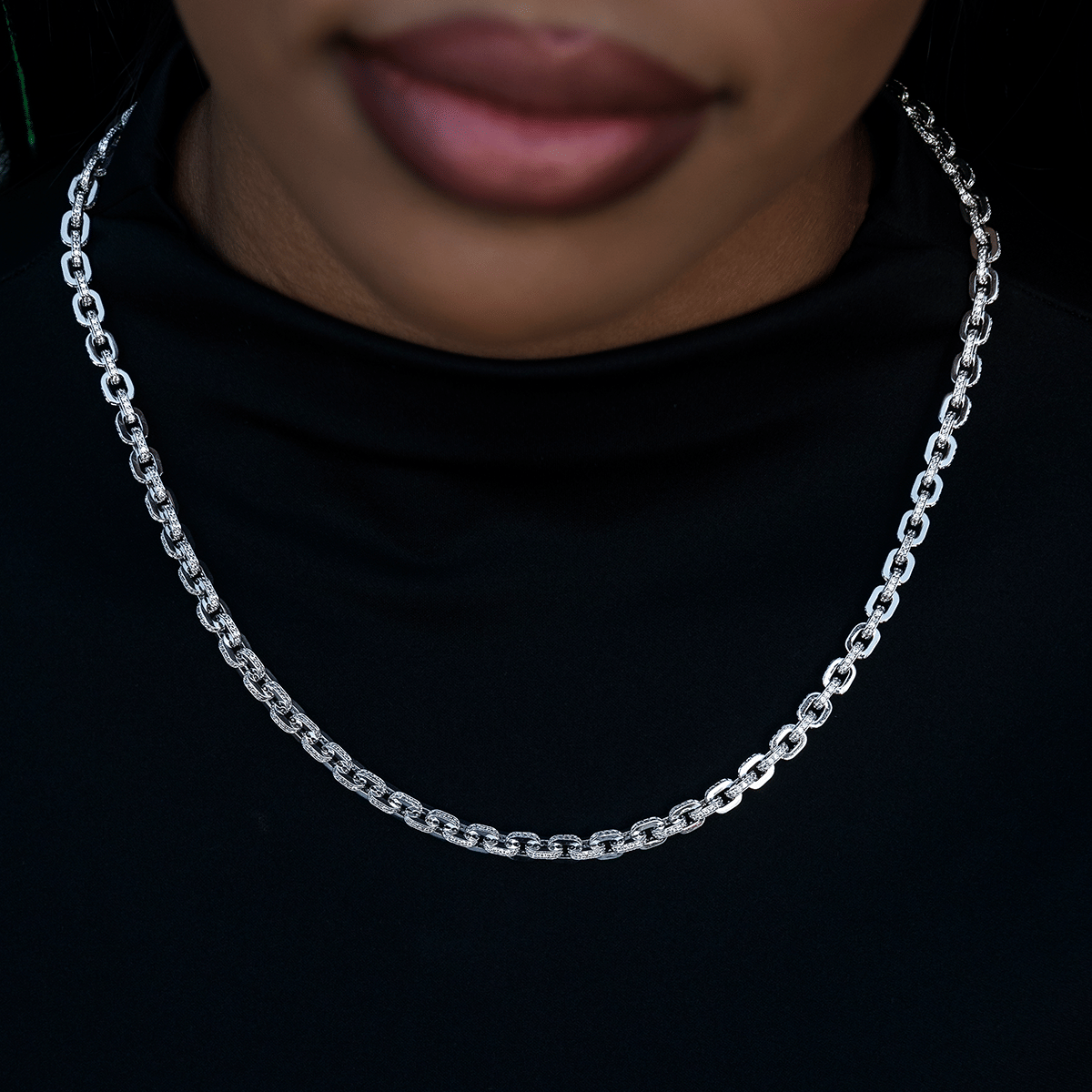GLD Women Iced Box Necklace in White Gold