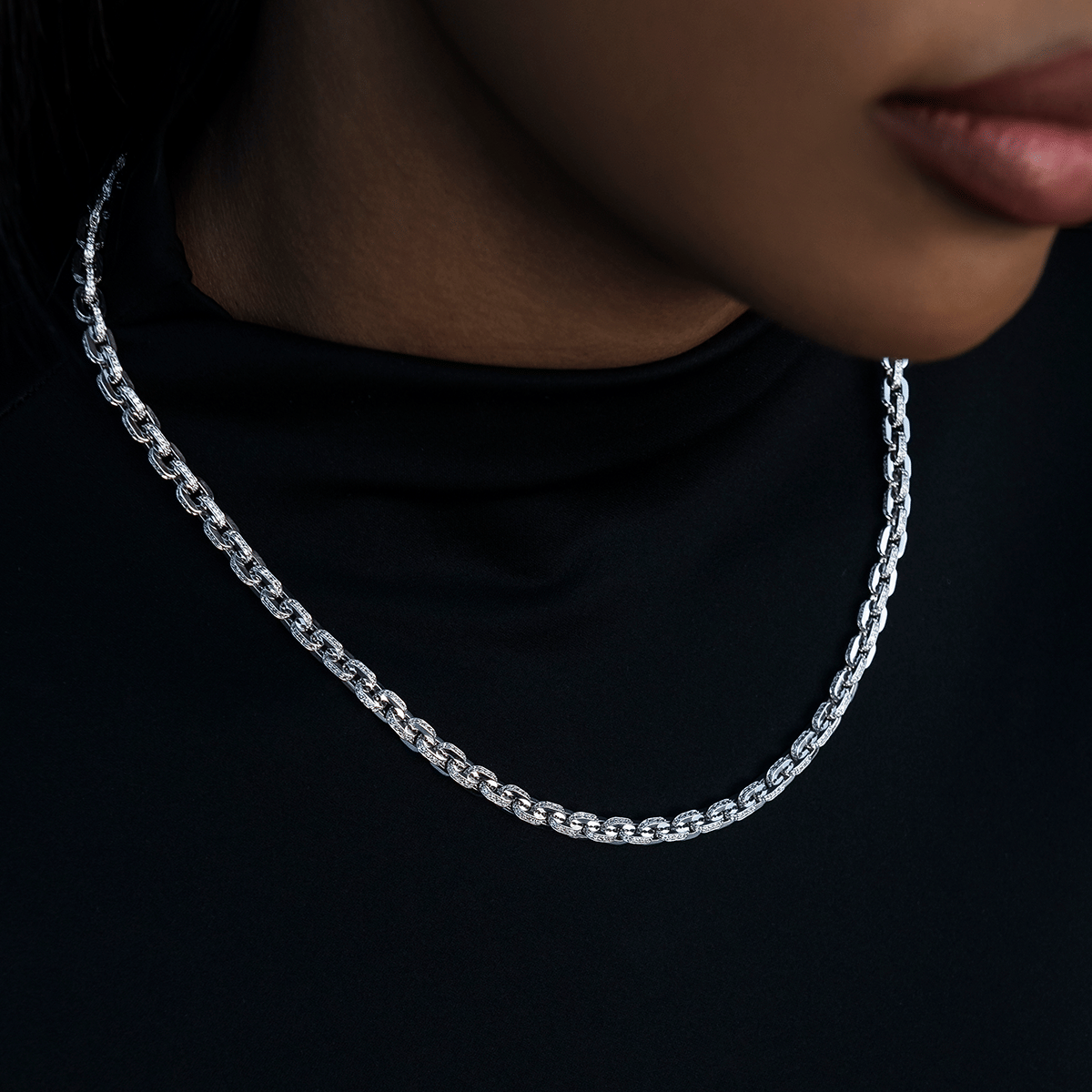 GLD Women Iced Box Necklace in White Gold