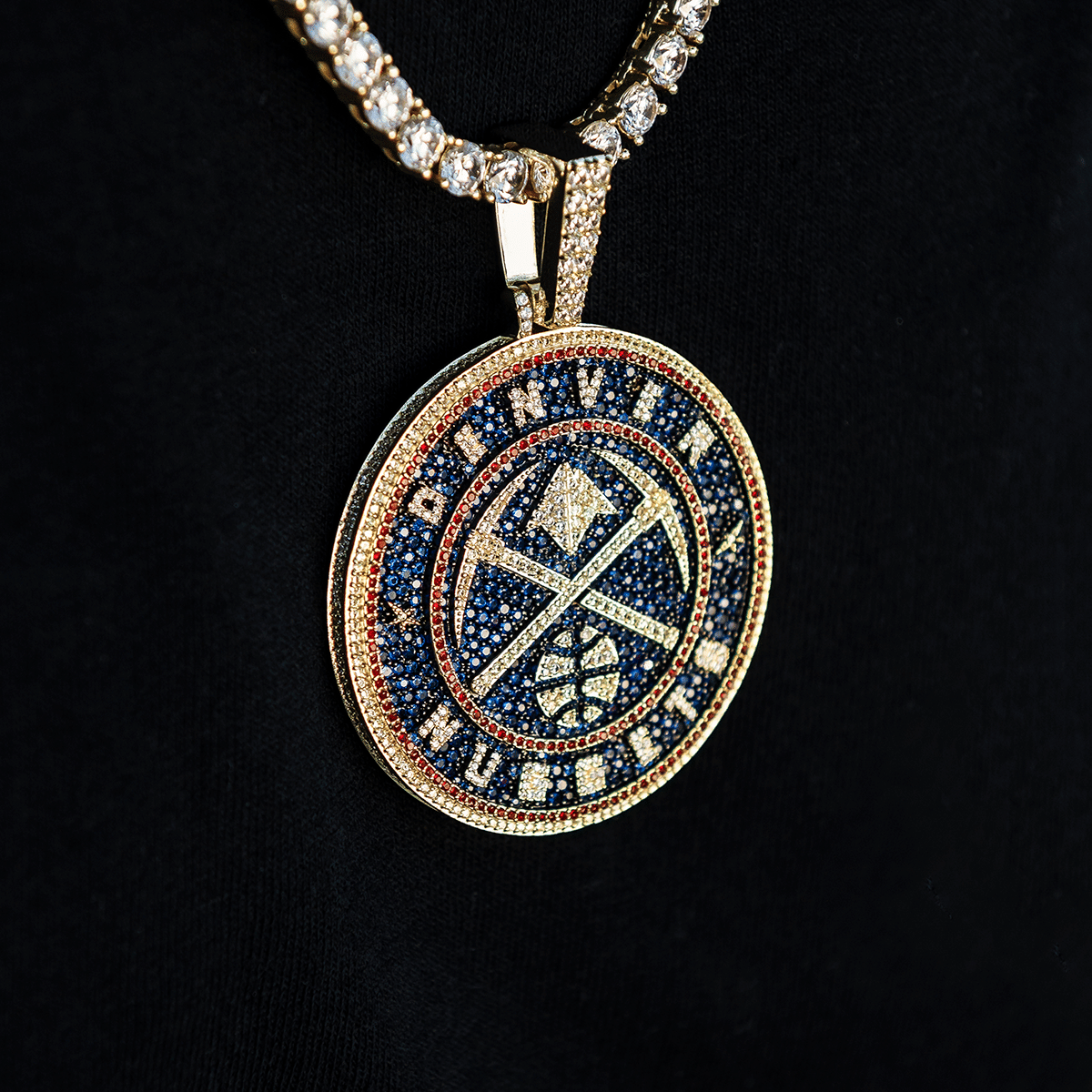 GLD Men Denver Nuggets Official NBA Large Logo Pendant