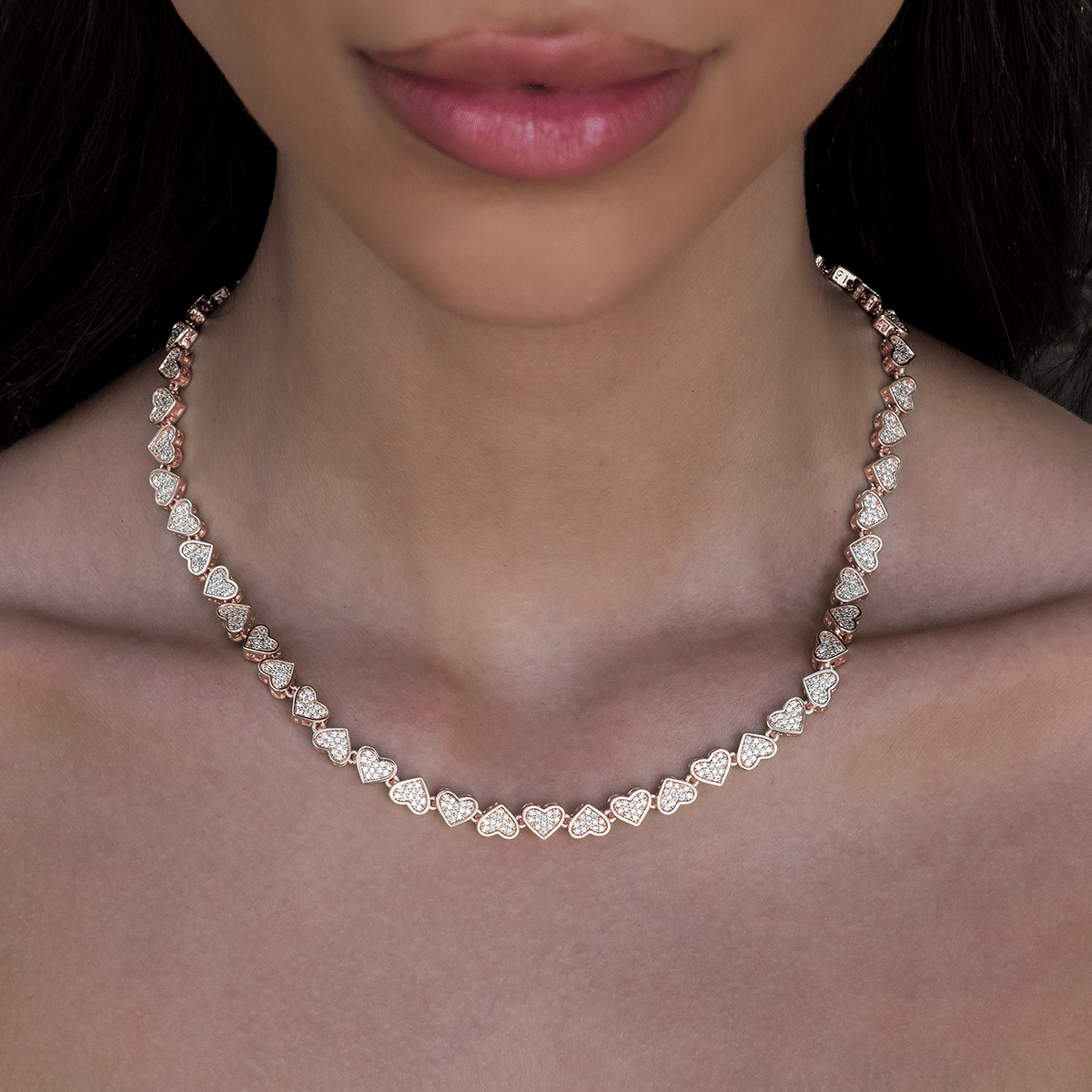 GLD Women Eternity Heart Necklace in Rose Gold