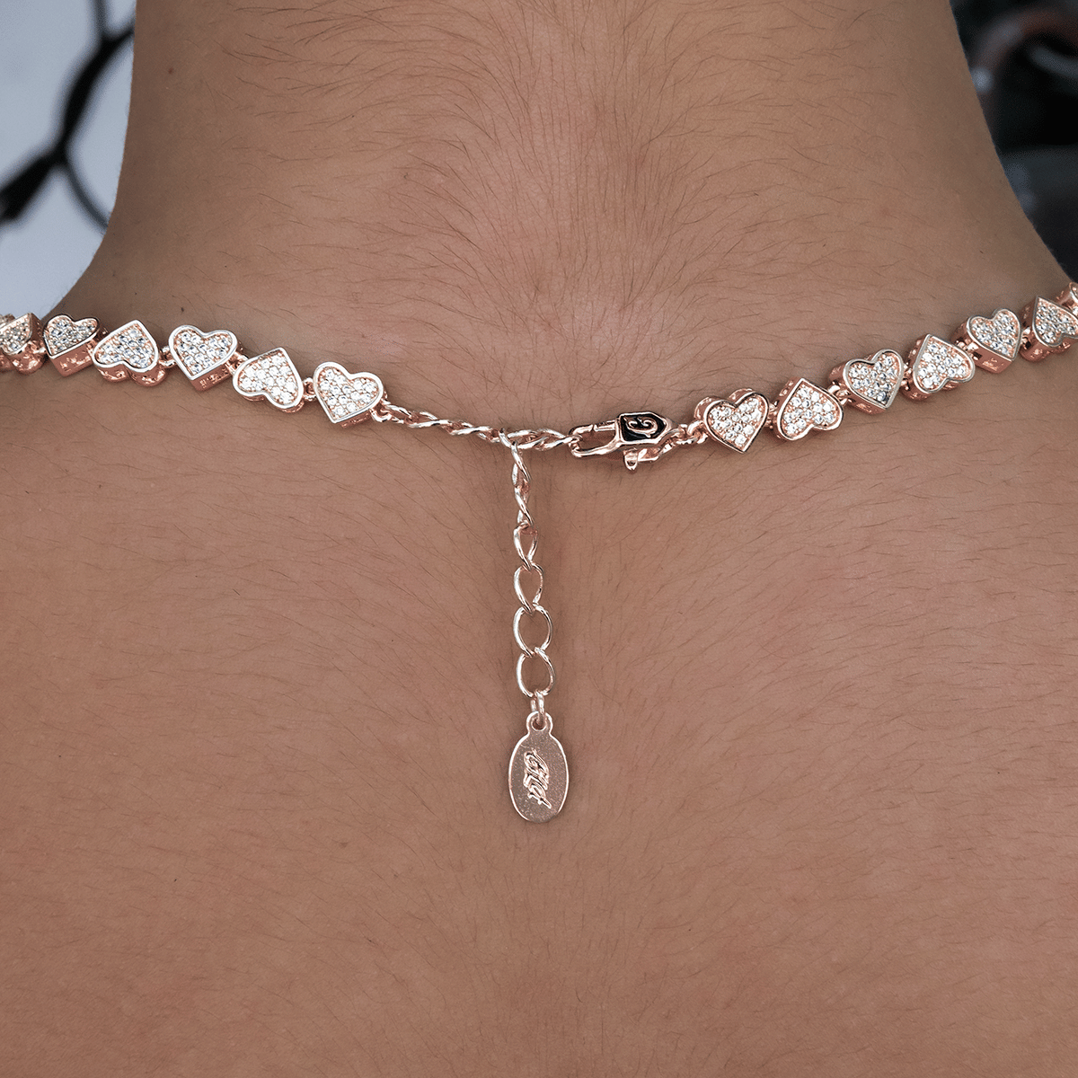 GLD Women Eternity Heart Necklace in Rose Gold