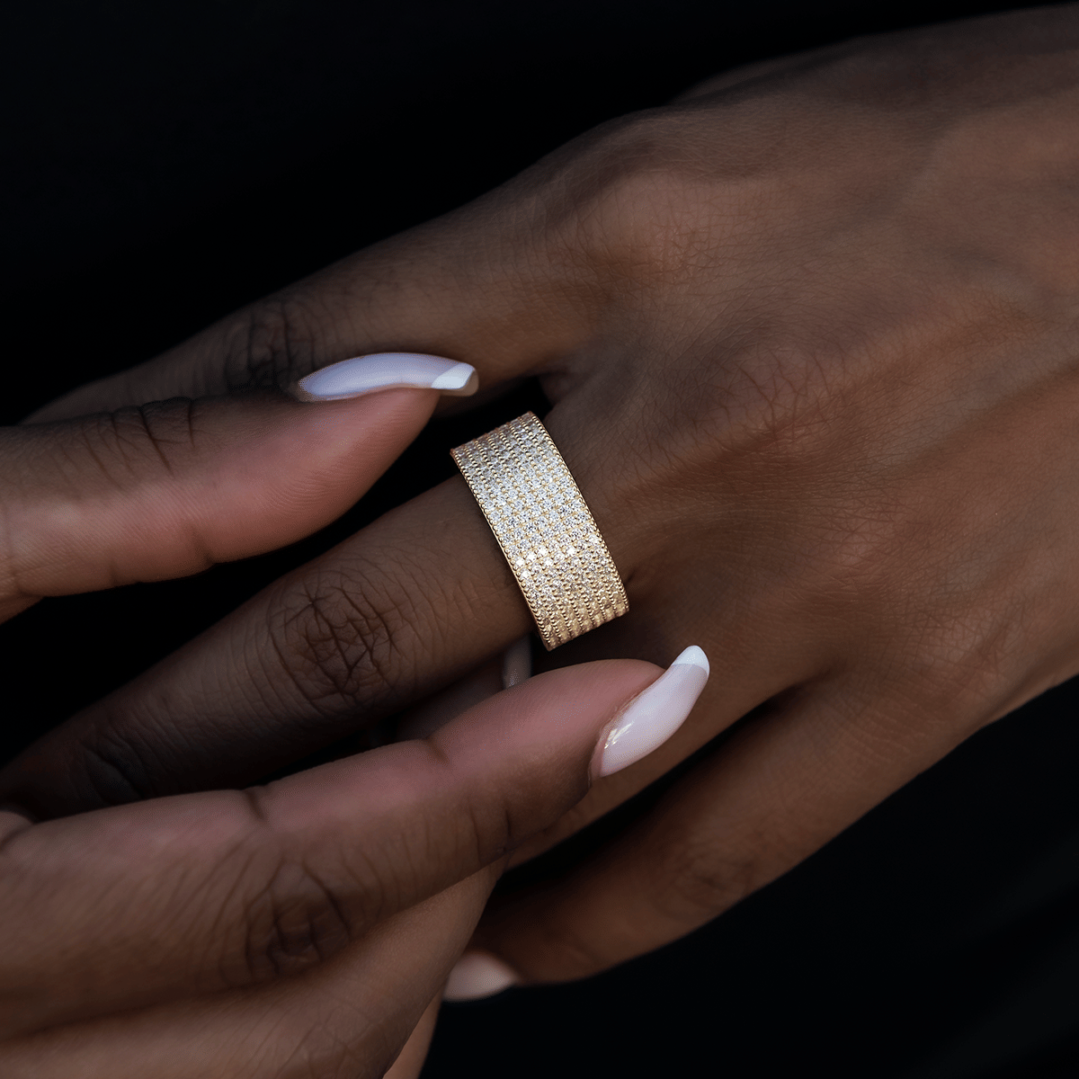 GLD Women Diamond Stacked Ring in Yellow Gold Vermeil
