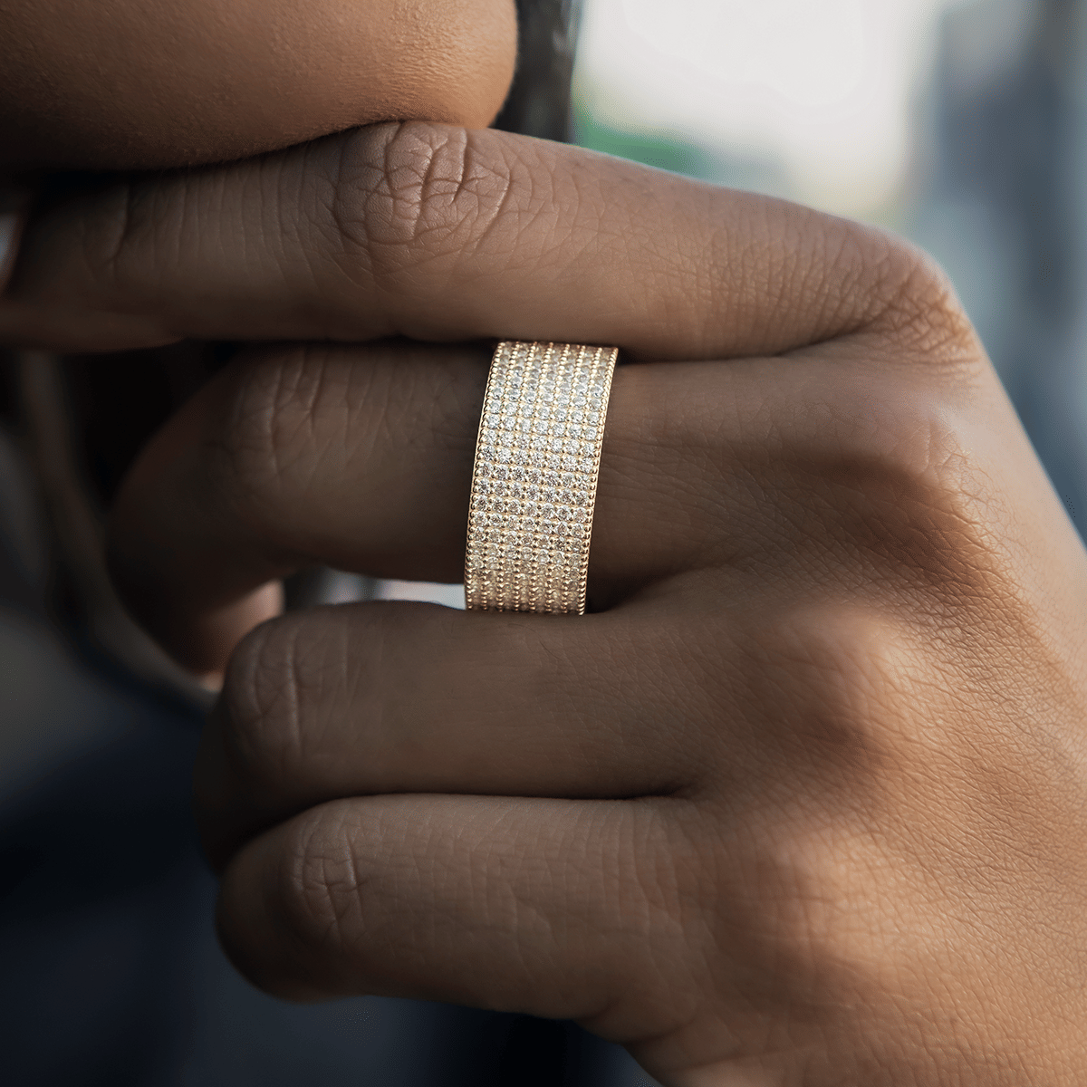 GLD Women Diamond Stacked Ring in Yellow Gold Vermeil