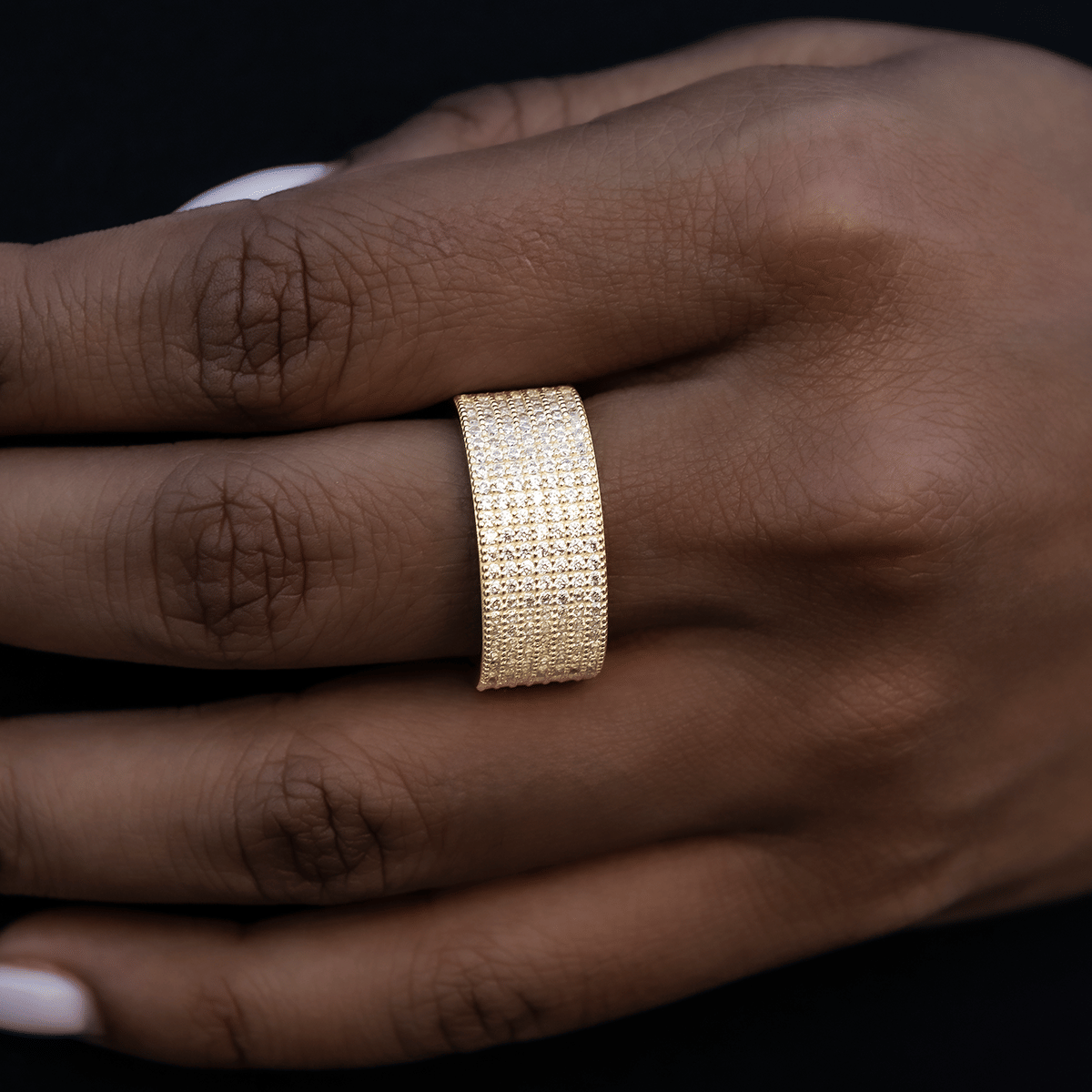 GLD Women Diamond Stacked Ring in Yellow Gold Vermeil