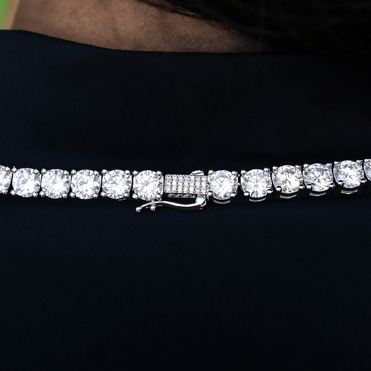 GLD Women Diamond Tennis Necklace in White Gold - 7 mm