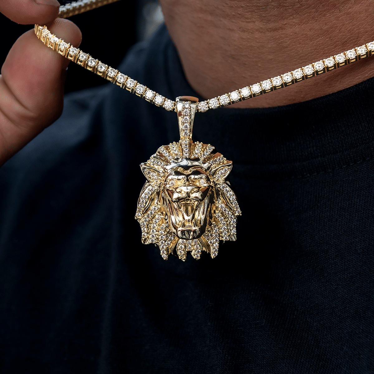 GLD Men Iced Lion Pendant