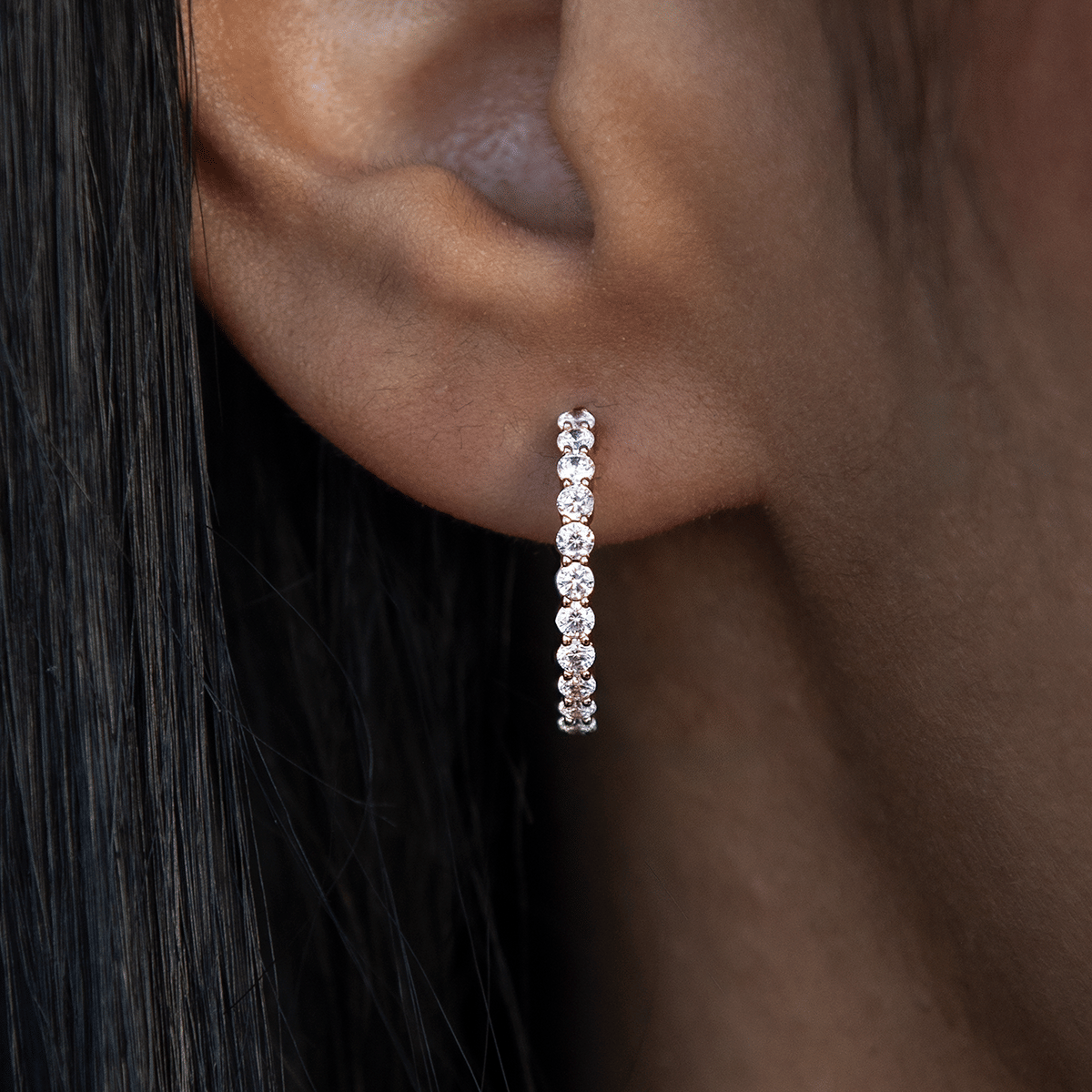 GLD Women Eternity Hoop Earrings in Rose Gold - 2 mm