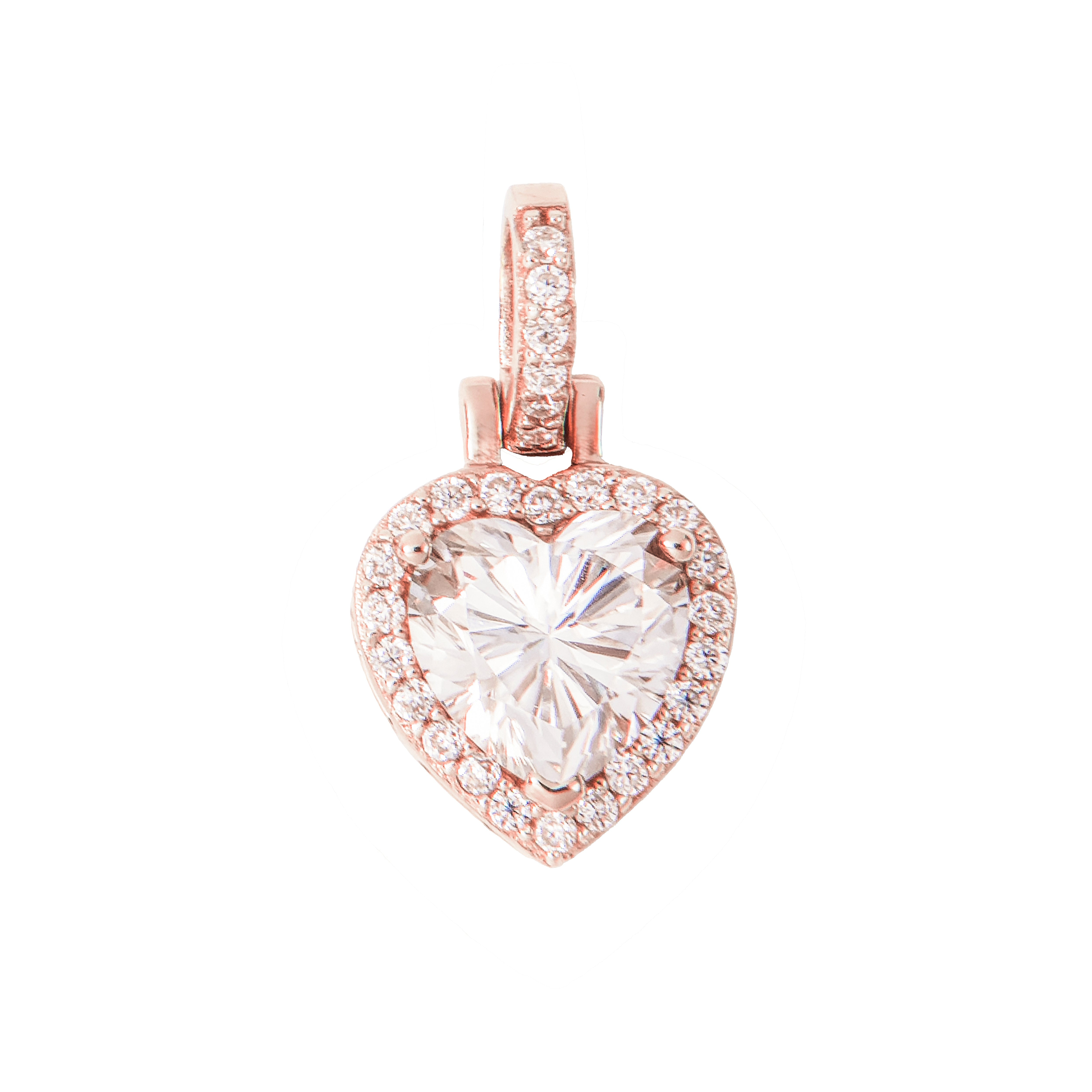 GLD Women Women's Moissanite Micro Iced Heart Pendant in Rose Gold Vermeil